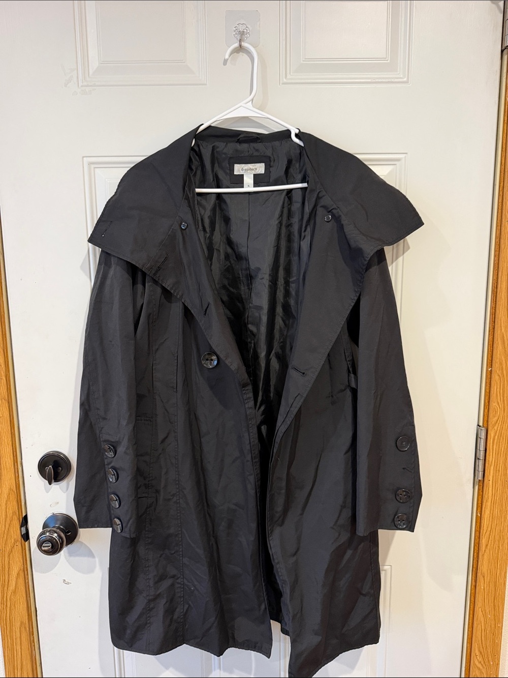 Dress Barn Black Trench Coat with Wide Collar